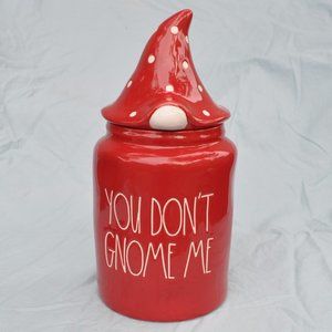 Rae Dunn You don't Gnome me red cookie jar canister (397w)
